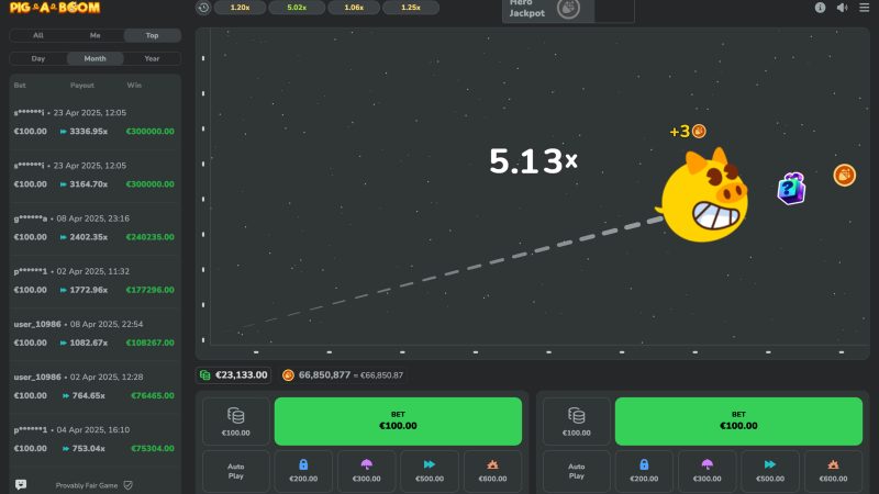 Pigaboom crash game hero by XUP Studio