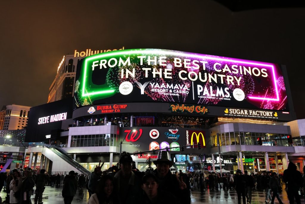 Glowing online casino interface on a dark screen showing global expansion map with neon highlights