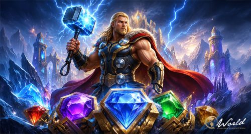 Glowing Norse rune symbols and golden shields on a dark mystical slot machine interface with dramatic lighting