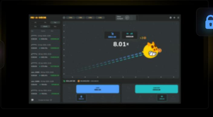 Pigaboom crash game interface with the multiplier at 8.01x